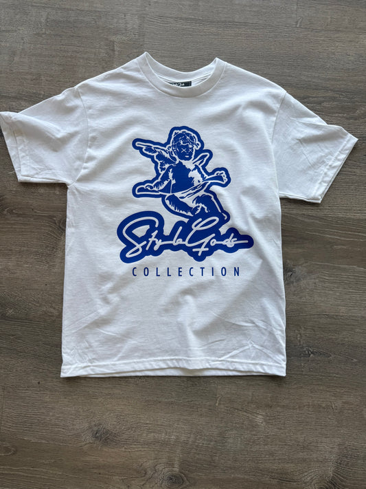 StyleGods Angel T Shirt - White\Royal