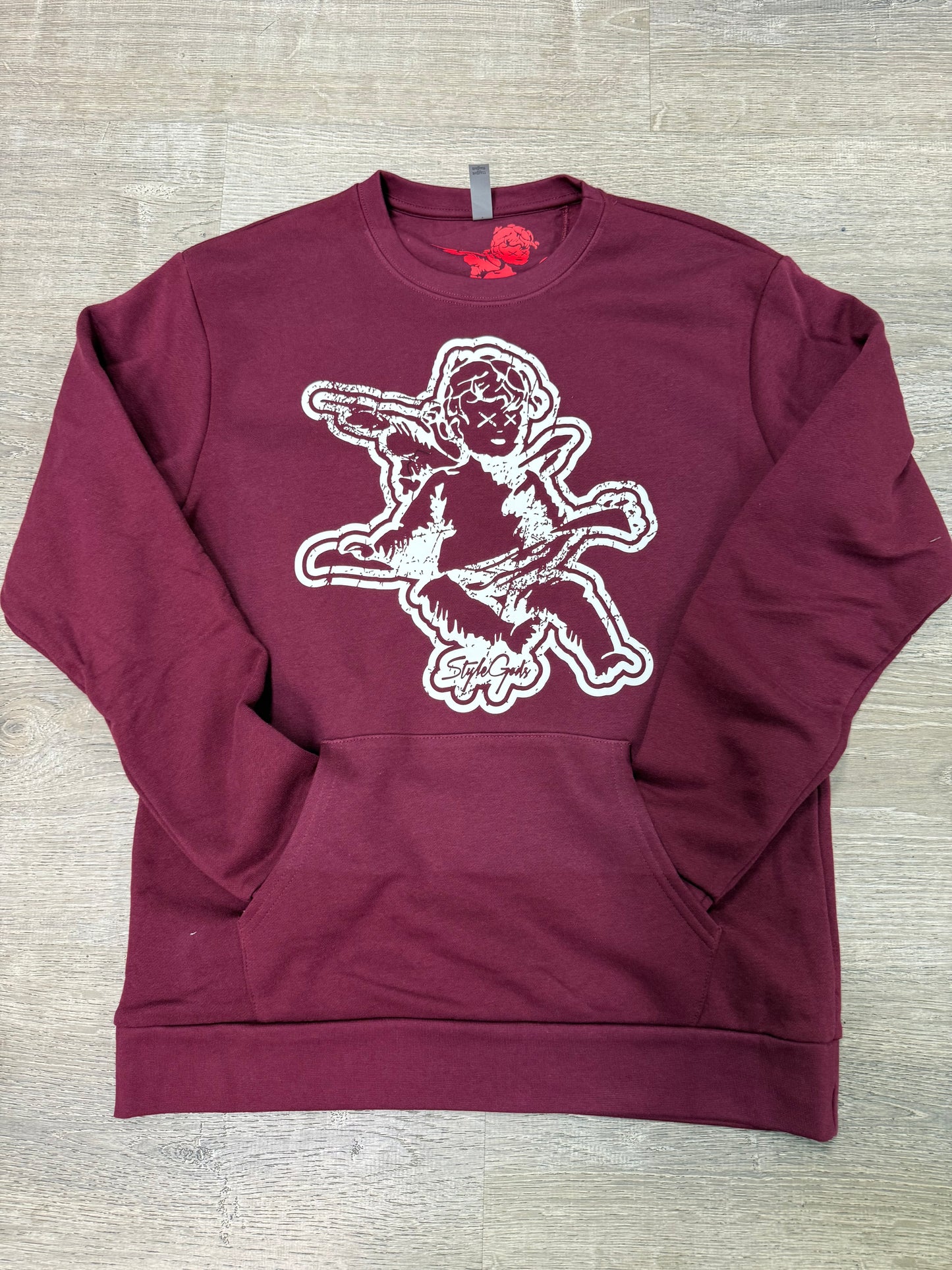 StyleGods Angel Pocket Crew SweatShirt - Maroon