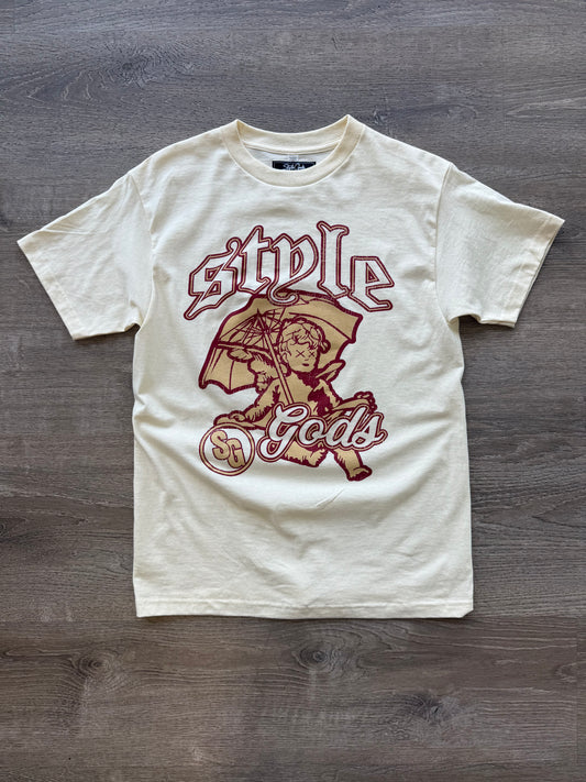StyleGods Umbrella T Shirt -  Tan\Maroon