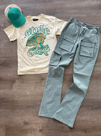 StyleGods Umbrella T Shirt -  Tan\Teal