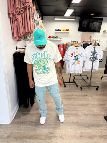 StyleGods Umbrella T Shirt -  Tan\Teal
