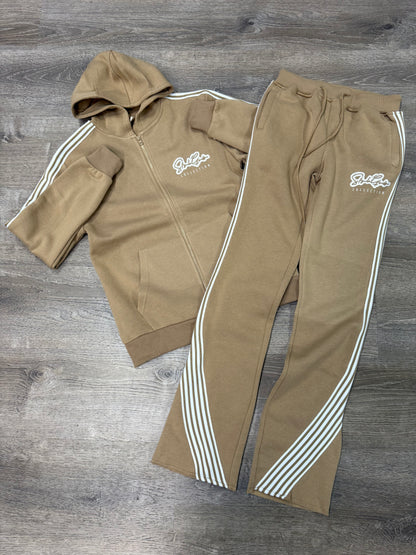 StyleGods Signature Stacked Jogging Suit - Tan