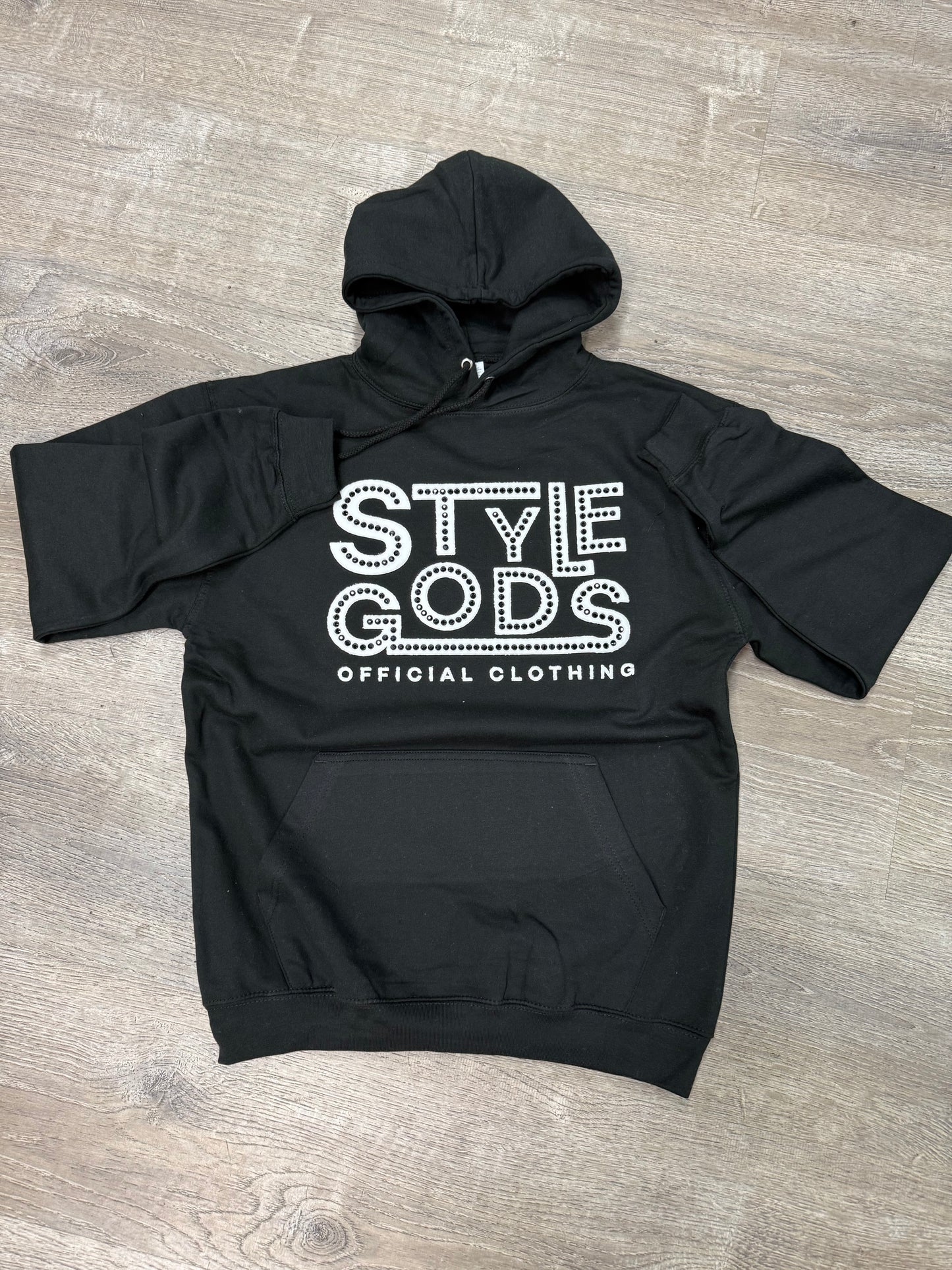 StyleGods Black RhineStone Hooded SweatShirt - Black/White