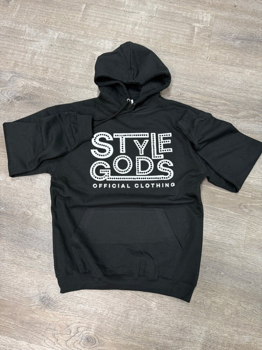 StyleGods Black RhineStone Hooded SweatShirt - Black/White
