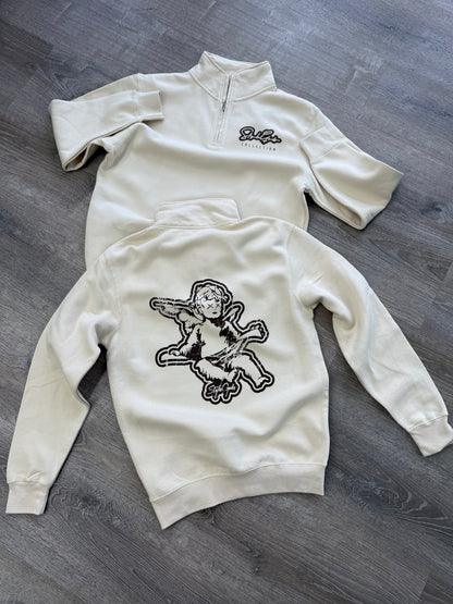 StyleGods Quarter Zip SweatShirt - Tan