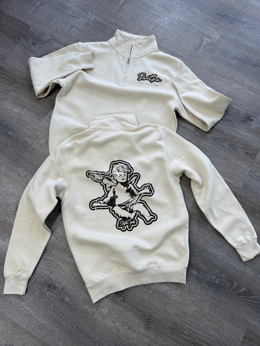 StyleGods Quarter Zip SweatShirt - Tan