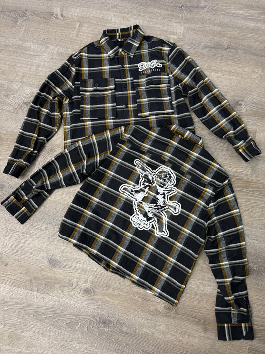 StyleGods Flannel Crop Shirt - Navy