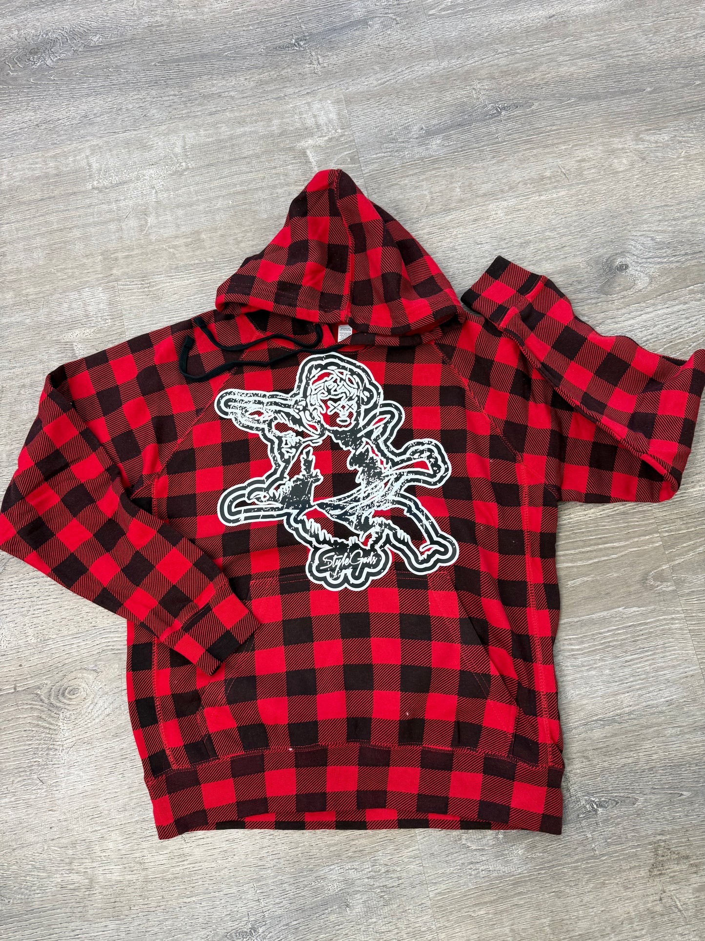 StyleGods Angel Plaid Sweatshirt Hoodie - Red/Black