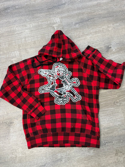 StyleGods Angel Plaid Sweatshirt Hoodie - Red/Black