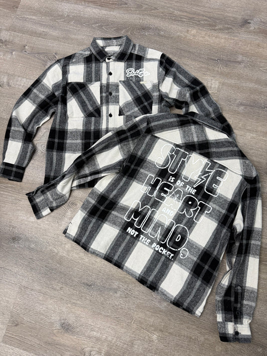 StyleGods Flannel Crop Shirt - Black\White