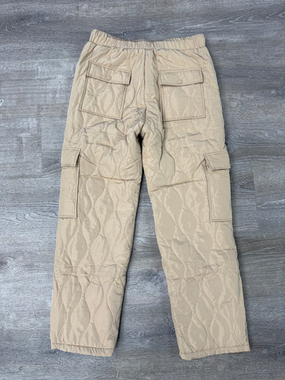 Quilted Stacked Cargo- Tan