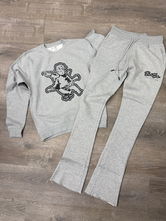StyleGods Angel Stacked Jogging Suit - Grey