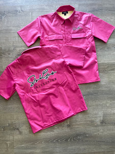 StyleGods Leather OVERSIZED Button up Shirt - Pink\White\Black