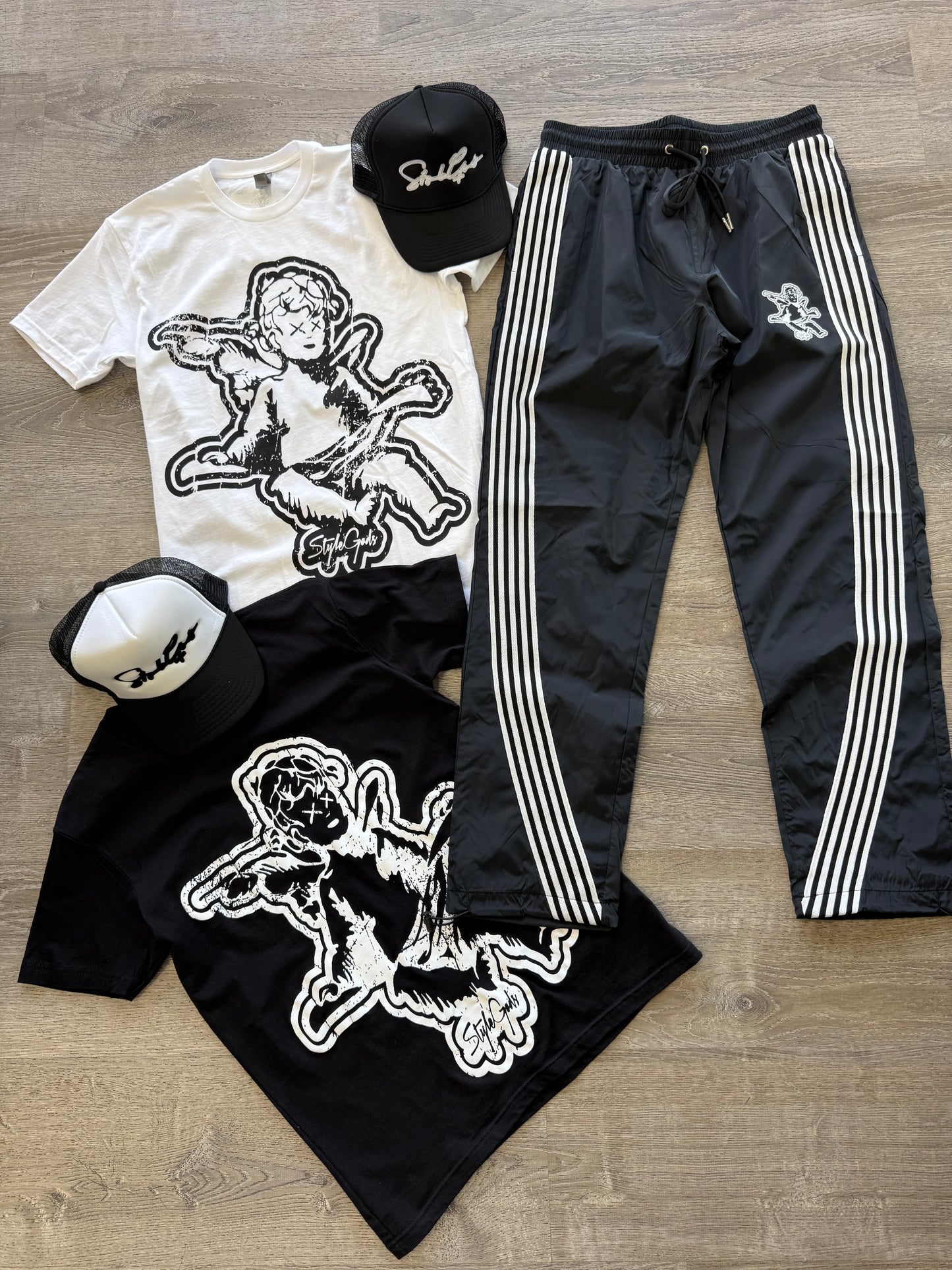 StyleGods Angel Nylon Joggers-Black