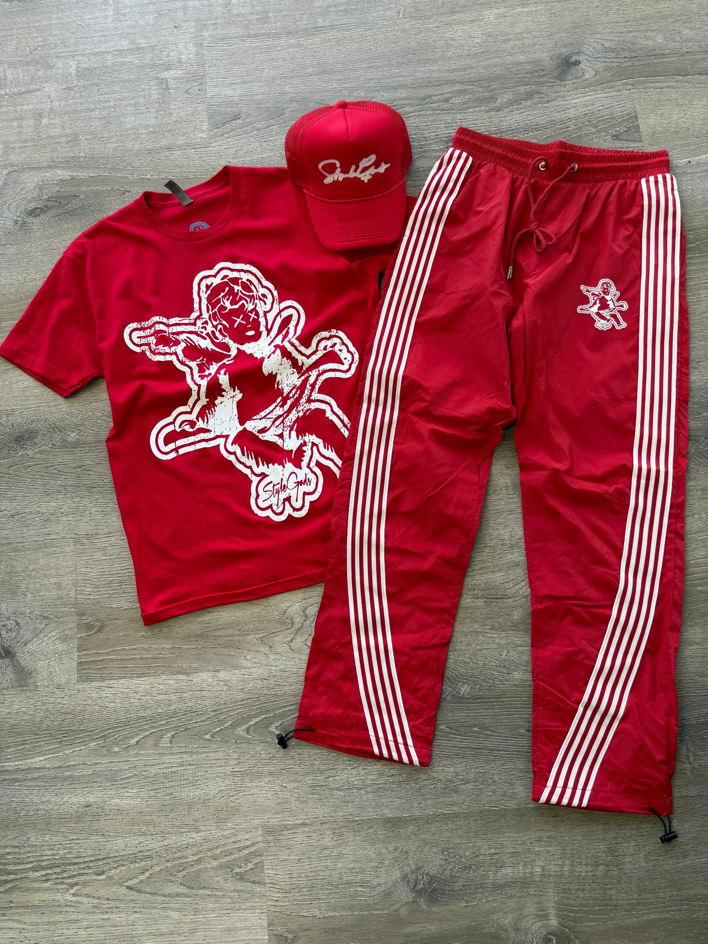 StyleGods Angel Nylon Joggers- Red