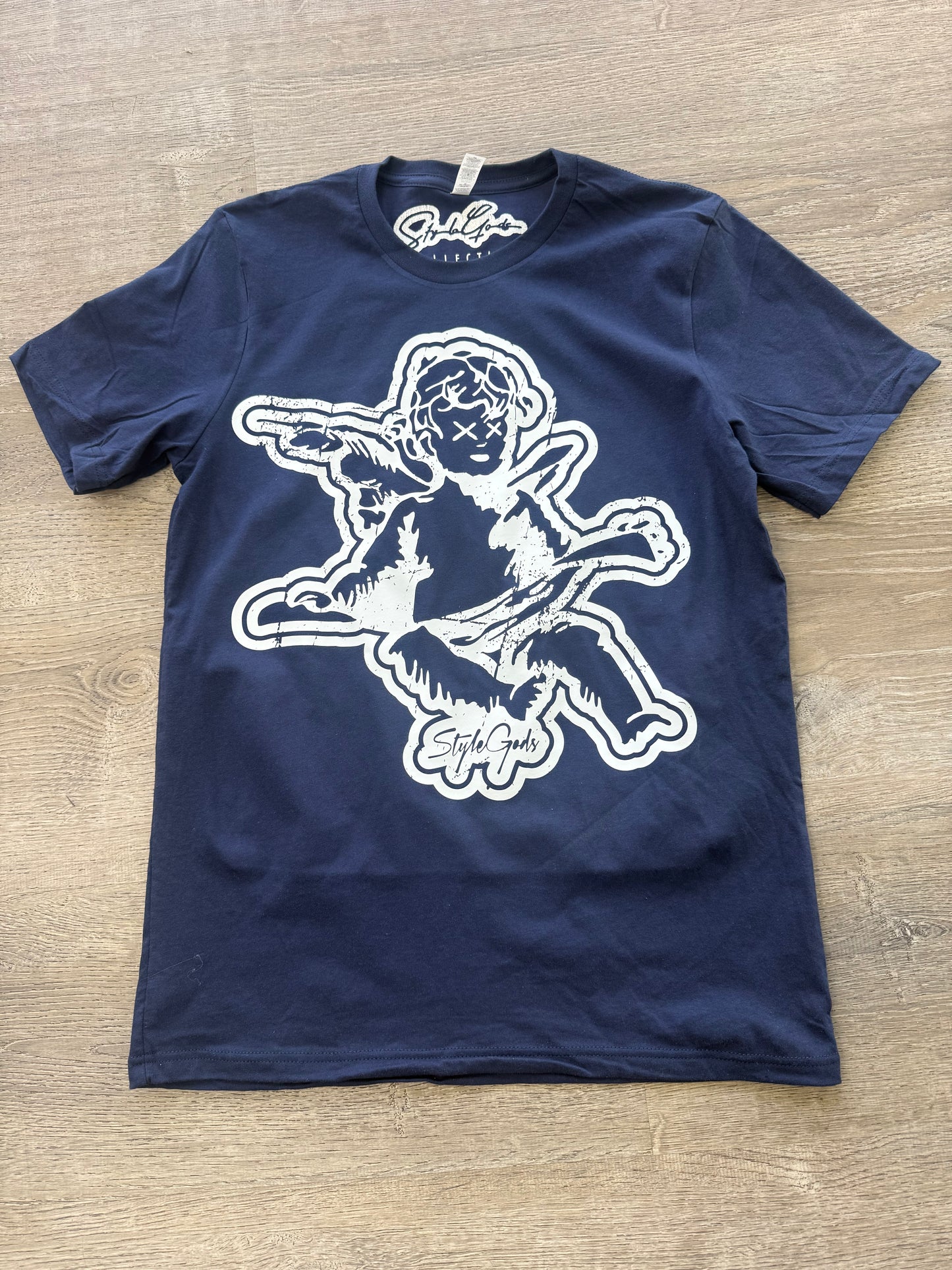 StyleGods Jumbo Angel T Shirt Navy\White