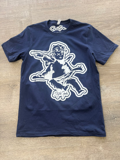 StyleGods Jumbo Angel T Shirt Navy\White