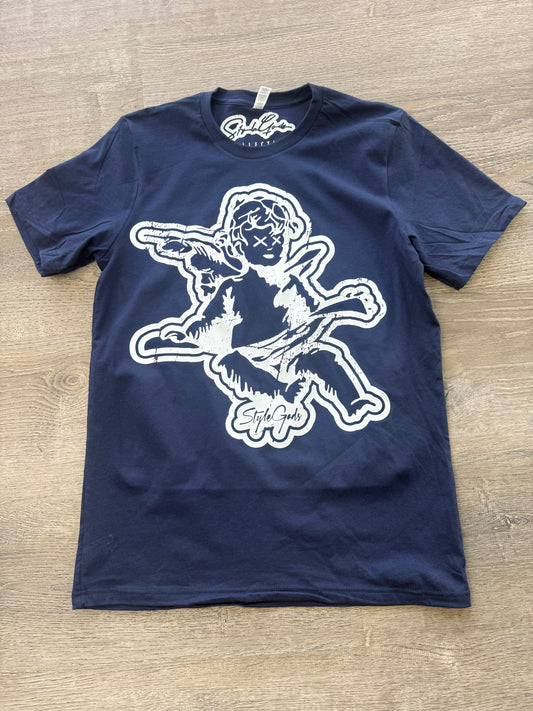 StyleGods Jumbo Angel T Shirt Navy\White
