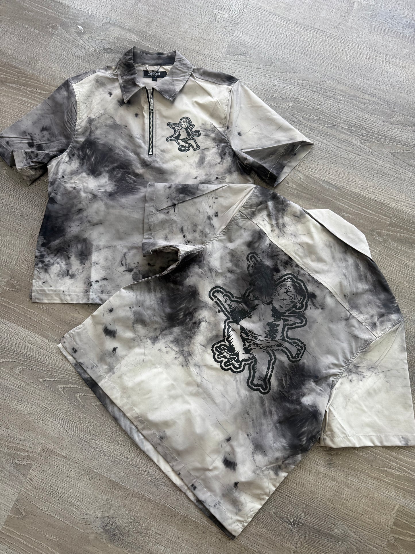 StyleGods Crop Zip Polo - Smoke Black\Multi