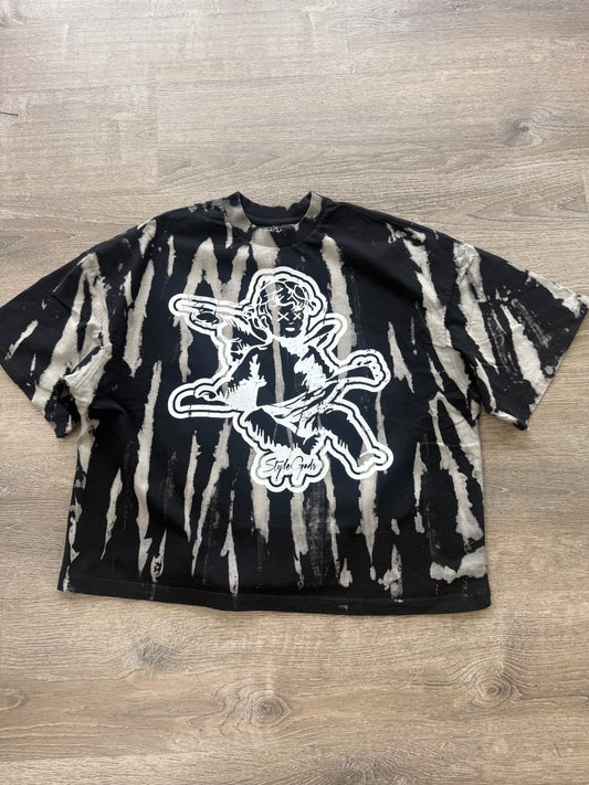 StyleGods Angel T Shirt Crop Boxy Fit -  Bleach Black