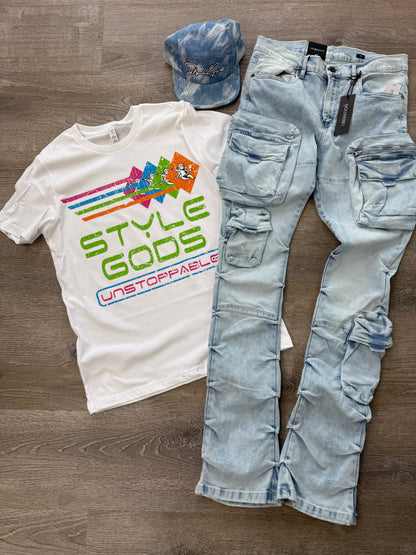 StyleGods Multi Angel T Shirt - white\neon