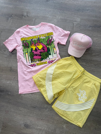 StyleGods Angel Nylon Shorts - yellow