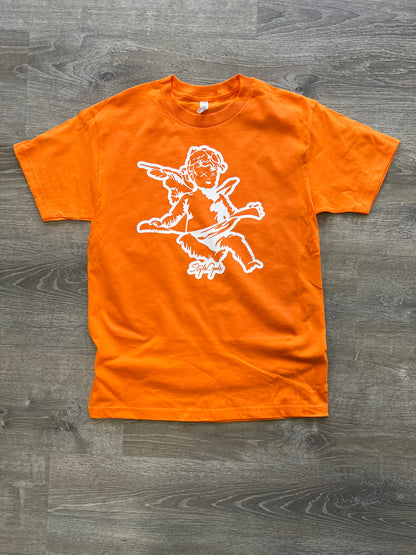 StyleGods Distressed Outline Angel - Orange/White