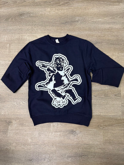 StyleGods Jumbo Angel Crewneck Navy