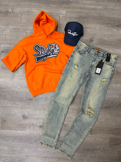 StyleGods Varsity Hoodie Sweater Orange\White\Navy