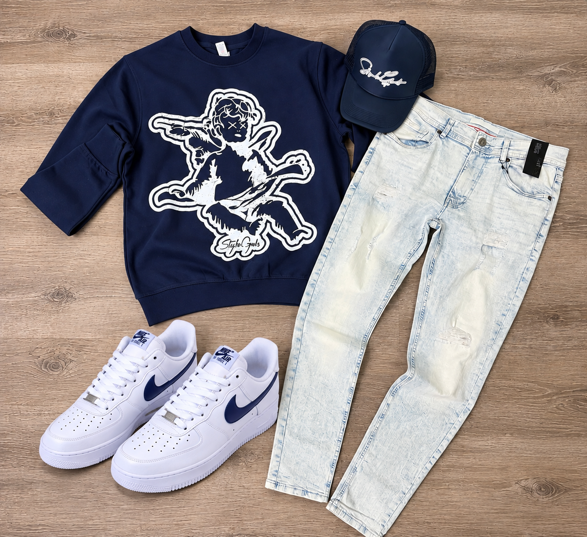 StyleGods Jumbo Angel Crewneck Navy