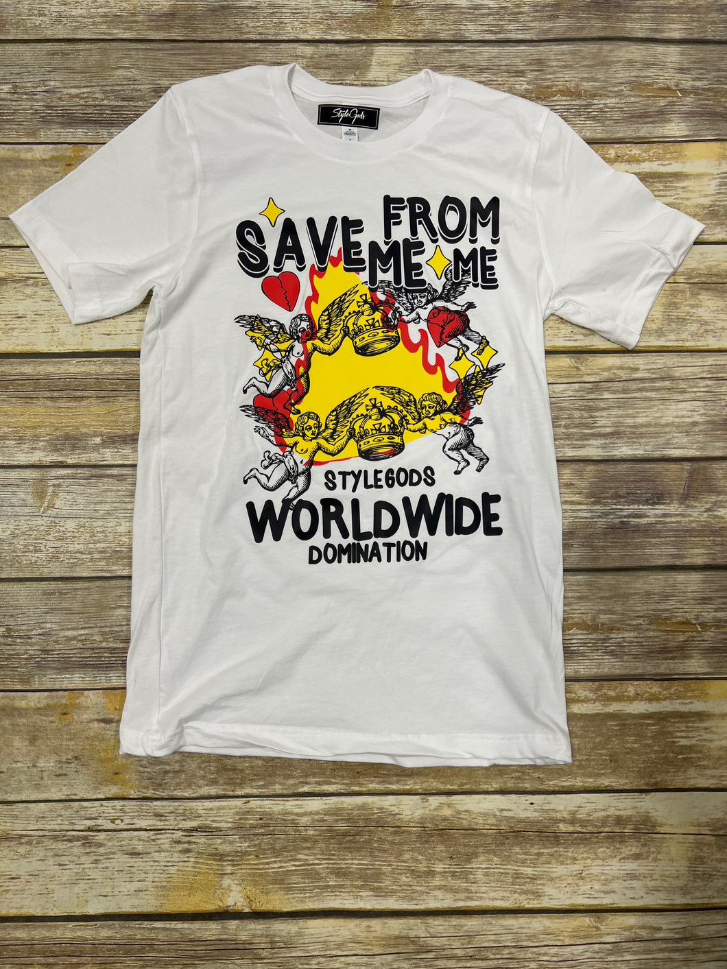 StyleGods Save Me T-Shirt - White/Black/Yellow