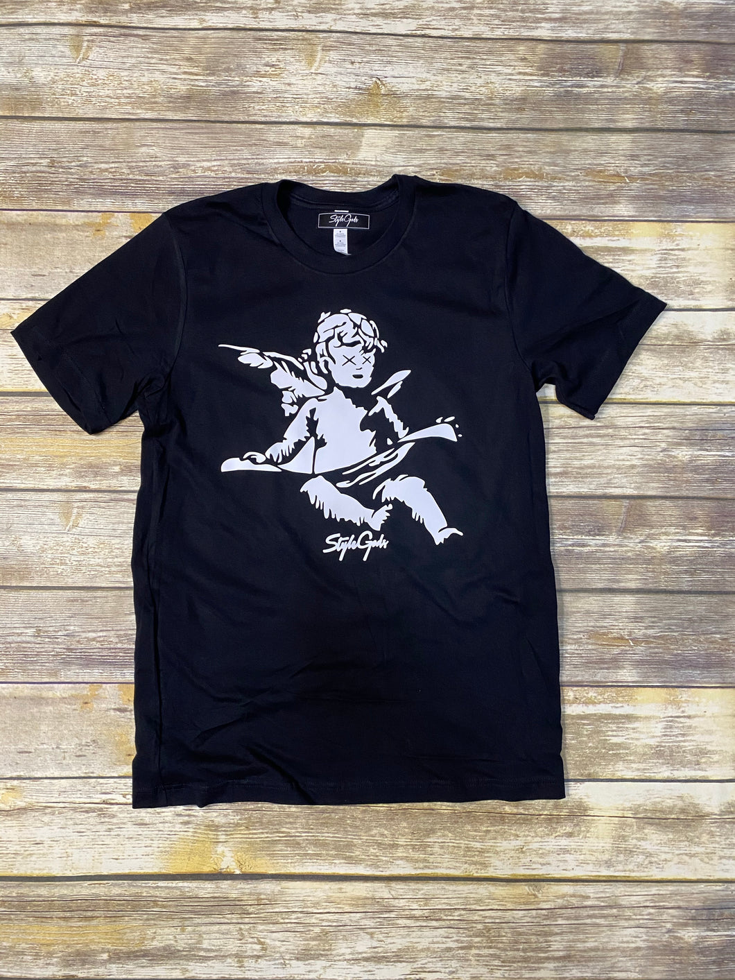 StyleGods Angel T Shirt- Black/White