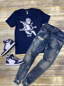 StyleGods Angel T Shirt Navy/White