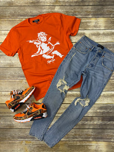 StyleGods Angel T Shirt Orange/White